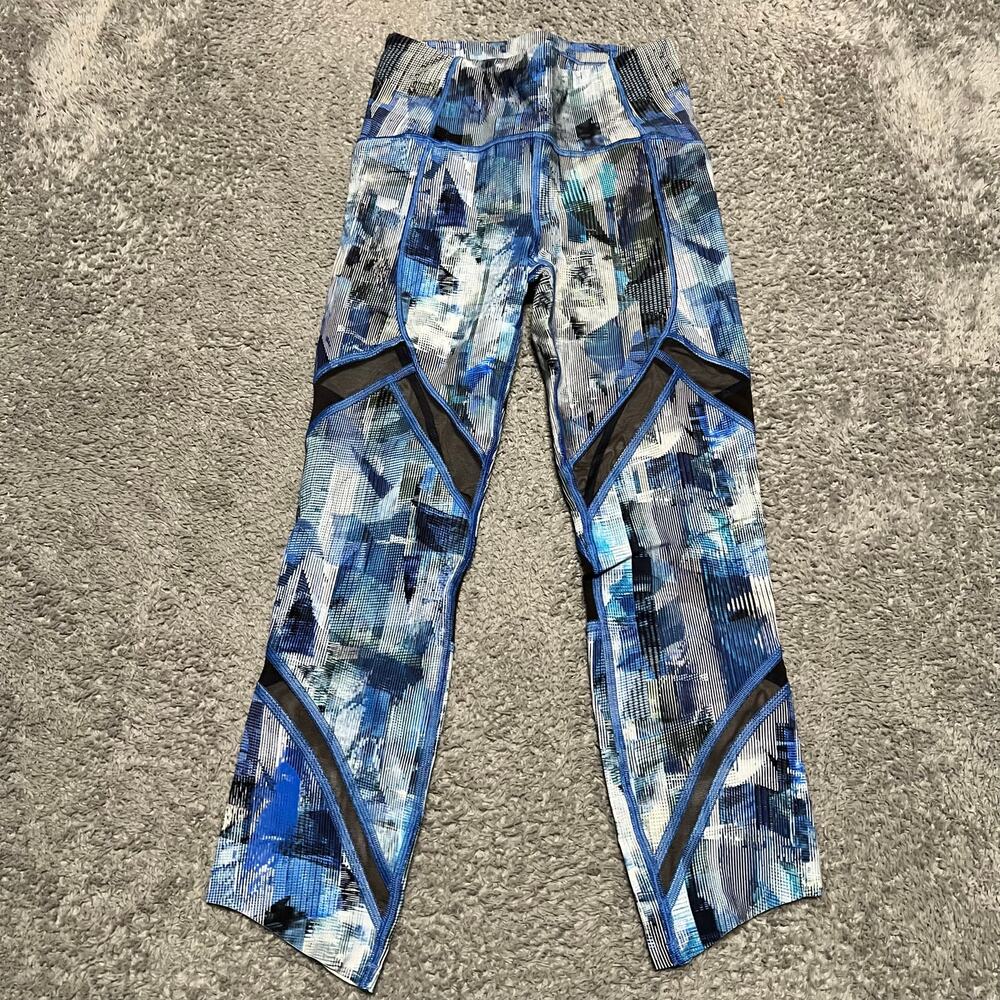 Lululemon Leggings Womens 2 On Pace Crop 21" Athletic Sun Dazed Blue Training